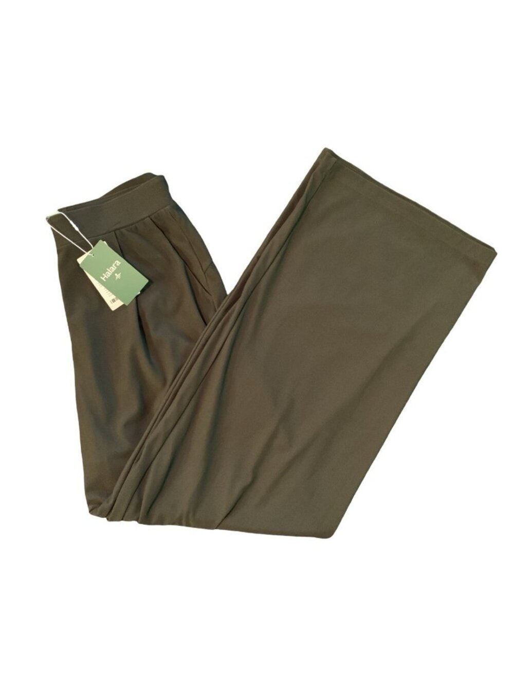 Halara Flex MicroWaffle Wide Leg Pants Green High Waisted Stretch Medium Regular